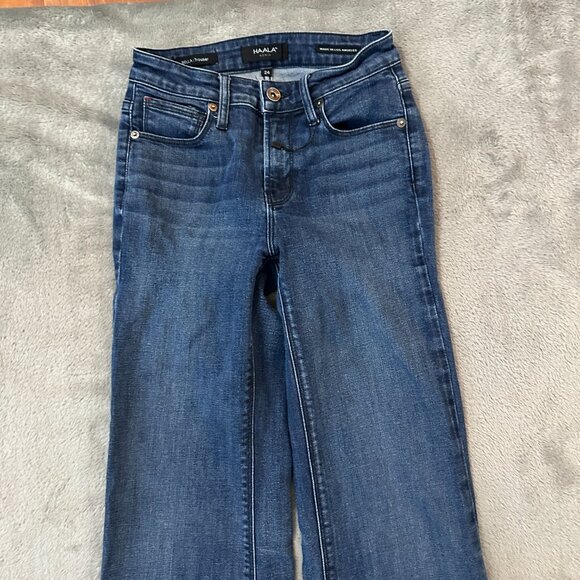 Haala Denim Jeans Size 24 Bella Trouser Flare Leg Dark Wash - Picture 2 of 7
